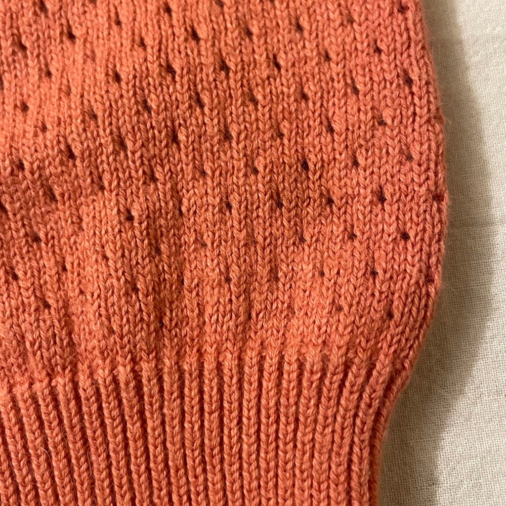 Sundance‎ Women Medium Cardigan Sweater Coral Pointelle Cotton Rabbit Hair Blend - Picture 4 of 7